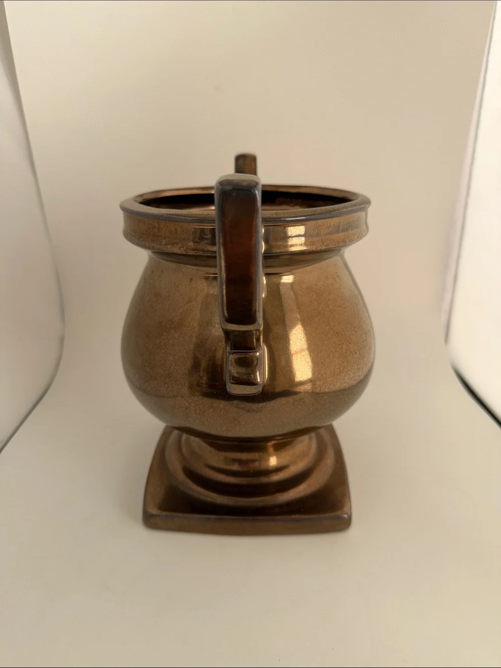 Vintage Haeger Pottery Metallic Bronze Crackle Vase 8.5” tall
